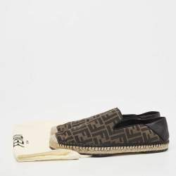 Pre Owned Fendi Brown/Black Zucca Canvas And Leather Espadrilles Size 42