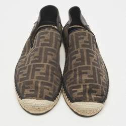 Pre Owned Fendi Brown/Black Zucca Canvas And Leather Espadrilles Size 42