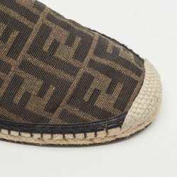 Pre Owned Fendi Brown/Black Zucca Canvas And Leather Espadrilles Size 42