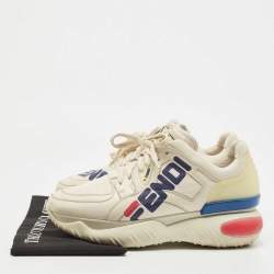 Fendi Cream Leather Fendi Fila Mania Logo Low Top Sneakers Size 42