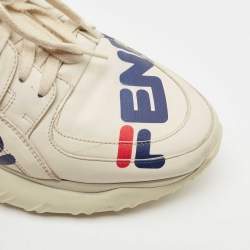 Fendi Cream Leather Fendi Fila Mania Logo Low Top Sneakers Size 42