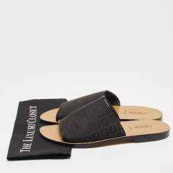Fendi Black Zucca Canvas Slides Size 44.5 