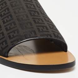 Fendi Black Zucca Canvas Slides Size 44.5 