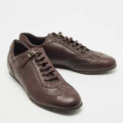 Fendi Brown Leather Lace Up Lace Up Sneakers Size 45