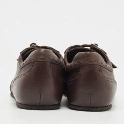 Fendi Brown Leather Lace Up Lace Up Sneakers Size 45