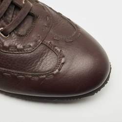 Fendi Brown Leather Lace Up Lace Up Sneakers Size 45