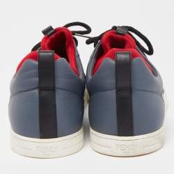 Pre Owned Fendi Grey Leather and Nylon Monster Eye Sneakers Size 43