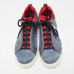 Pre Owned Fendi Grey Leather and Nylon Monster Eye Sneakers Size 43