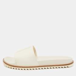 Fendi Cream Rubber Embossed Logo Slides Size 45