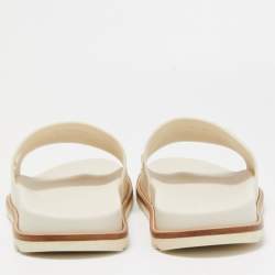 Fendi Cream Rubber Embossed Logo Slides Size 45