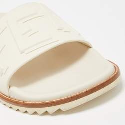 Fendi Cream Rubber Embossed Logo Slides Size 45