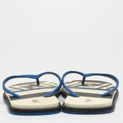 Fendi Blue Rubber Printed Thong Flats Size 46