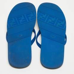 Fendi Blue Rubber Printed Thong Flats Size 46