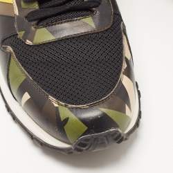 Fendi Black Mesh and Camouflage Leather Low Top Sneakers Size 42