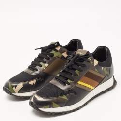 Fendi Black Mesh and Camouflage Leather Low Top Sneakers Size 42