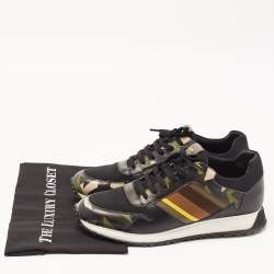Fendi Black Mesh and Camouflage Leather Low Top Sneakers Size 42