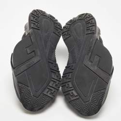 Pre Owned Fendi Black/Brown Rubber and Zucca Fabric Low Top Sneakers Size 41