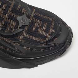Pre Owned Fendi Black/Brown Rubber and Zucca Fabric Low Top Sneakers Size 41