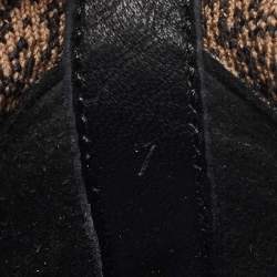 Pre Owned Fendi Black/Brown Rubber and Zucca Fabric Low Top Sneakers Size 41