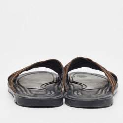 Fendi Brown Zucca Canvas Crisscross Slide Sandals Size 42