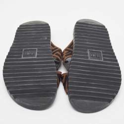 Fendi Brown Zucca Canvas Crisscross Slide Sandals Size 42