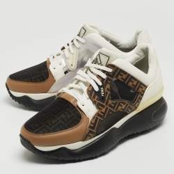Fendi Multicolor Mesh and Leather Forever Fendi Low Top Sneakers Size 41