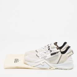 Fendi White Mesh and Suede Flow Sneakers Size 40