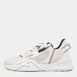 Fendi White Mesh and Suede Flow Sneakers Size 40