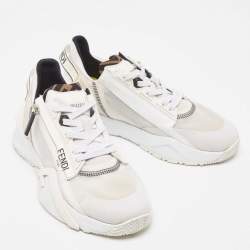 Fendi White Mesh and Suede Flow Sneakers Size 40