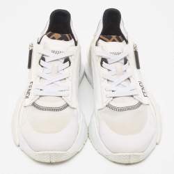Fendi White Mesh and Suede Flow Sneakers Size 40