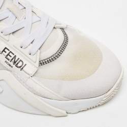 Fendi White Mesh and Suede Flow Sneakers Size 40
