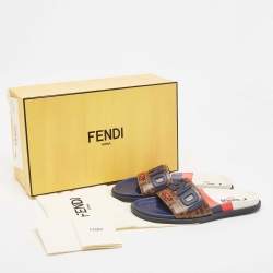 Fendi x Fila Mania Brown FF Logo Coated Canvas Logo Applique Flats Size 41