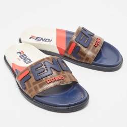 Fendi x Fila Mania Brown FF Logo Coated Canvas Logo Applique Flats Size 41