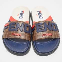 Fendi x Fila Mania Brown FF Logo Coated Canvas Logo Applique Flats Size 41