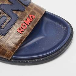 Fendi x Fila Mania Brown FF Logo Coated Canvas Logo Applique Flats Size 41