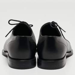 Pre Owned Fendi Black Leather FF Karligraphy Lace Up Derby Size 41.5