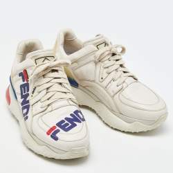 مملوكة مسبقًا Fendi Off White Leather and Rubber Fendi Fila Mania Sneakers Size 39