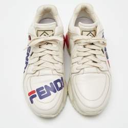 مملوكة مسبقًا Fendi Off White Leather and Rubber Fendi Fila Mania Sneakers Size 39