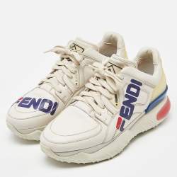 مملوكة مسبقًا Fendi Off White Leather and Rubber Fendi Fila Mania Sneakers Size 39