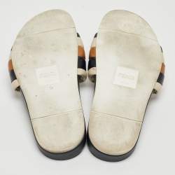 Pre Owned Fendi Multicolor Quilted Leather Flat Slides Size 42