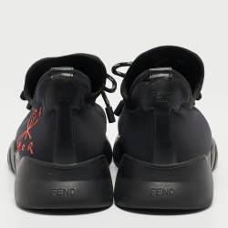 Fendi Black Neoprene Fiend Low Top Sneakers Size 41.5
