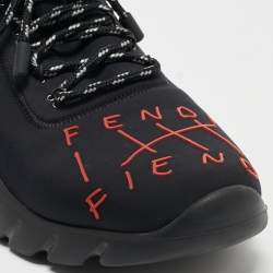 Fendi Black Neoprene Fiend Low Top Sneakers Size 41.5
