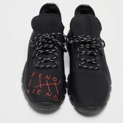 Fendi Black Neoprene Fiend Low Top Sneakers Size 41.5