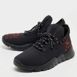 Fendi Black Neoprene Fiend Low Top Sneakers Size 41.5