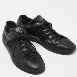 Fendi Black Leather Lace Up Sneakers Size 43
