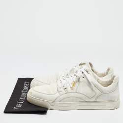 Fendi White Logo Print Leather Low Top Sneakers Size 45