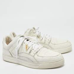 Fendi White Logo Print Leather Low Top Sneakers Size 45