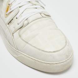 Fendi White Logo Print Leather Low Top Sneakers Size 45