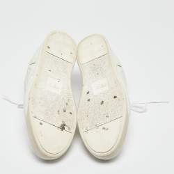 Fendi White Logo Print Leather Low Top Sneakers Size 45
