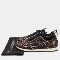 Pre Owned Fendi Brown/Black Zucca Fabric FFreedom Sneakers Size 41